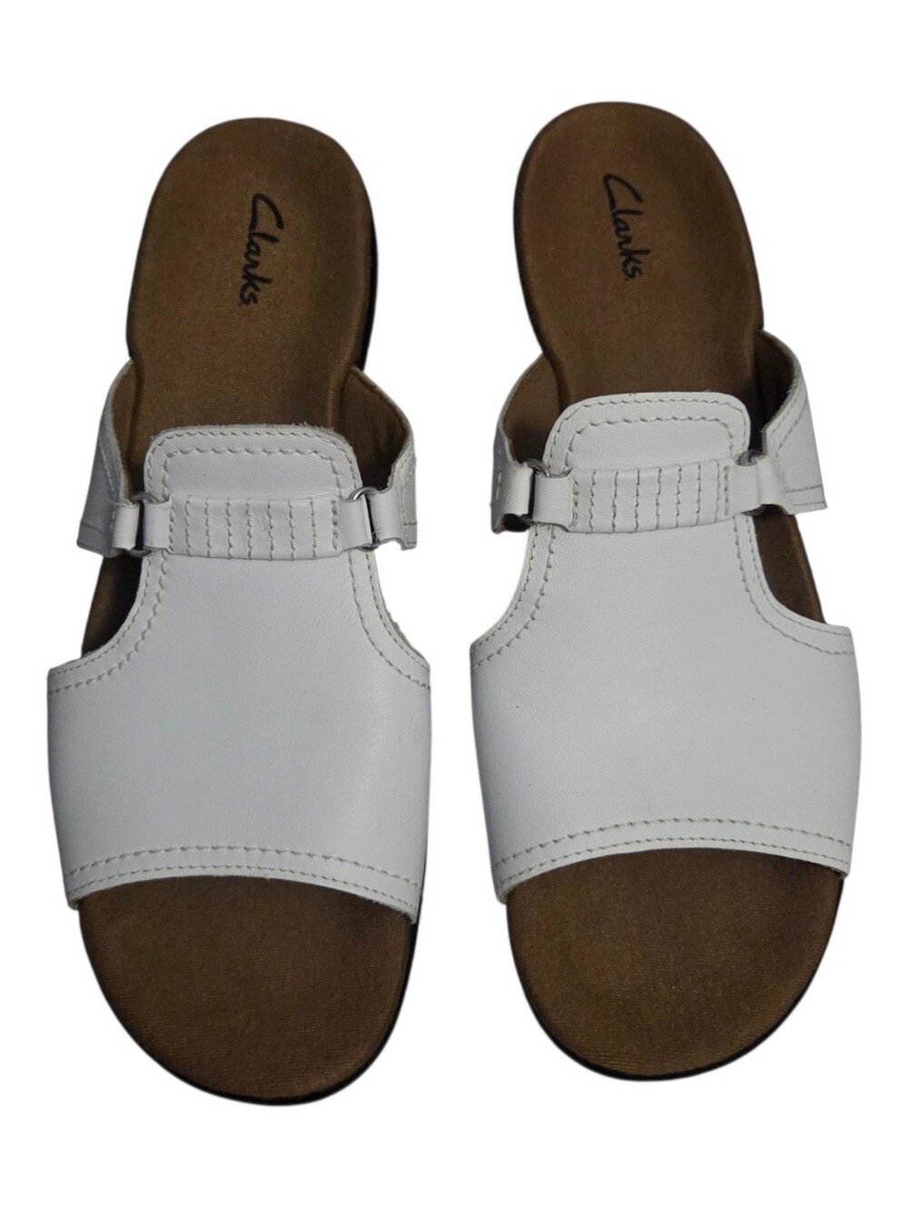 Vintage Clarks White Slide On Sandals Size 9